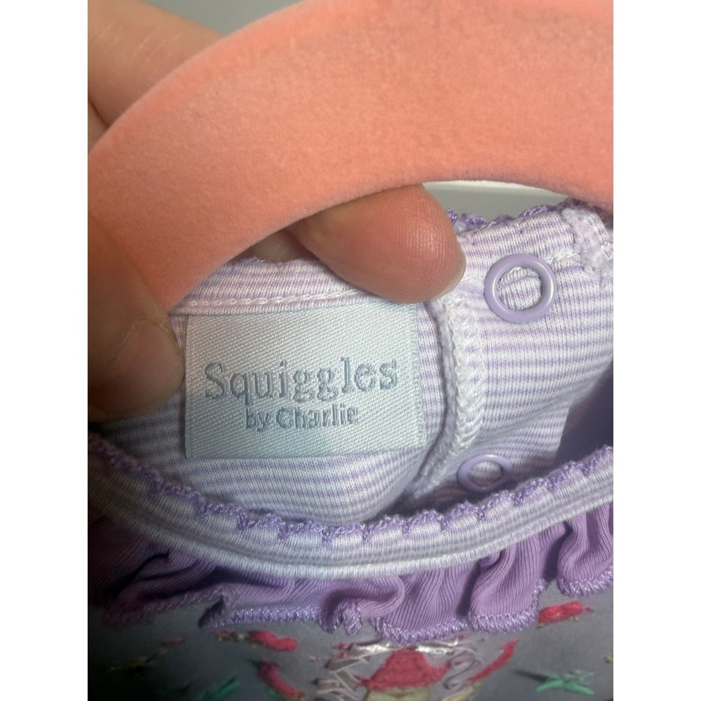 Squiggles by Charlie Girls Purple Pima Cotton Castle Ruffle Pajama Set 4/5 - Picture 8 of 8